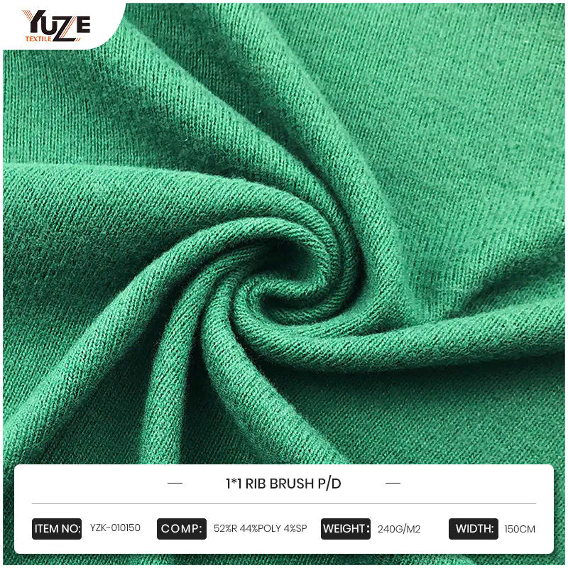 Recycled polyester and green textiles: YZK-010150 1*1 RIB BRUSH P/D fabric leads the trend of environmental protection